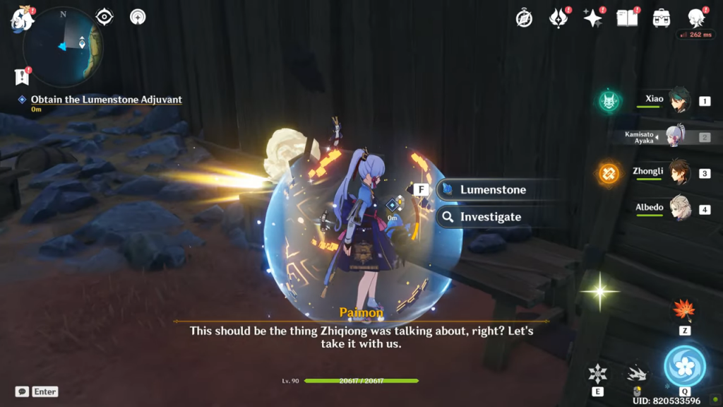 Collect the Lumenstone Adjuvant from the warehouse after beating treasure hoarders.