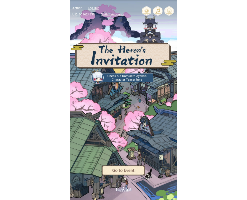 Genshin Impact The Heron's Invitation interface