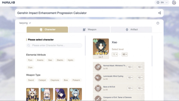 genshin impact hoyolab genshin impact new tool genshin impact enhancement progression calculator genshin impact enhancement progression calculator how to use genshin impact enhancement progression calculator character select