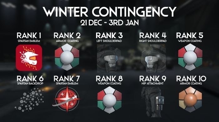 Halo infinite winter contingency event challenges rewards release date time ranks