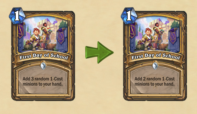 Hearthstone 20.4 Patch Notes nerfs changes First Day of School