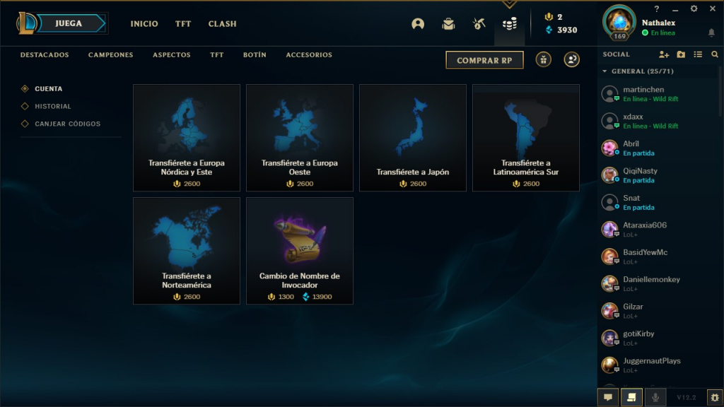 League of Legends change region