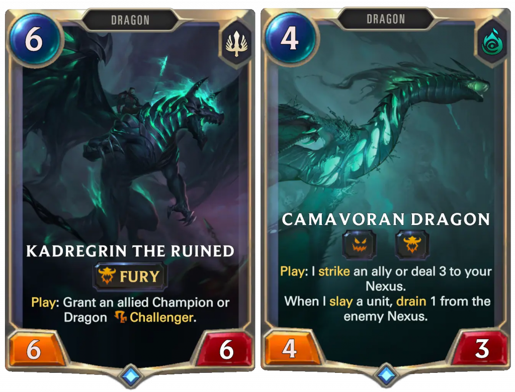 Legends of Runeterra Ruination Kadregrin the Ruined Camavoran Dragon cards
