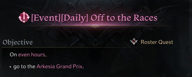 Lost Ark Arkesia Grand Prix how to join abilities rewards race times daily quest