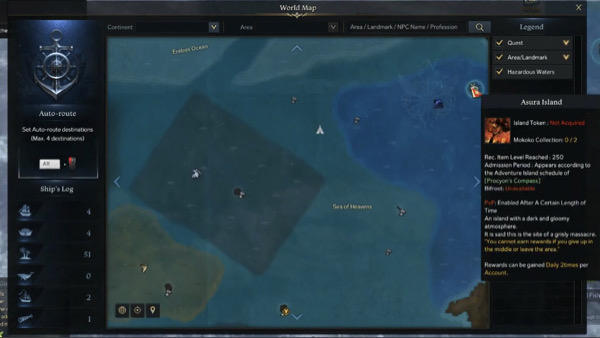 lost ark guide asura island adventure island map lcoation sailing island token