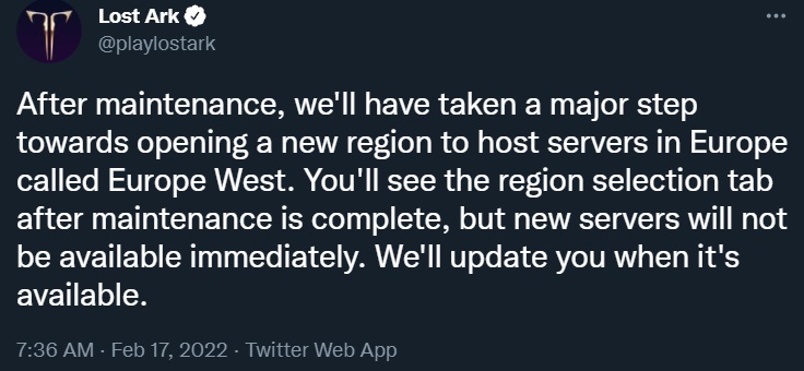 Lost Ark Europe West servers available list release date time when join