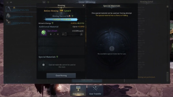 lost ark gear honing guide additional honing materials ui