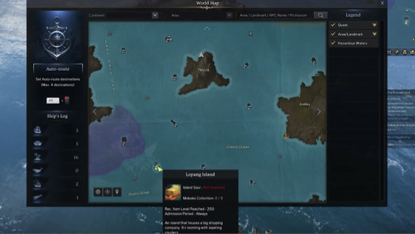 lost ark guide brahms ship lopang island map location sailing