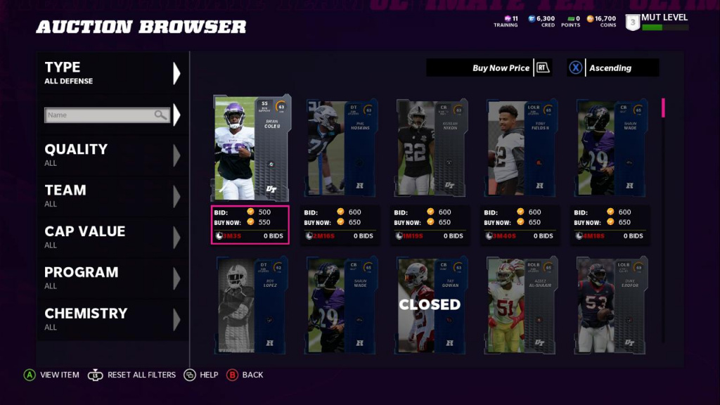 Madden 22 Auction House