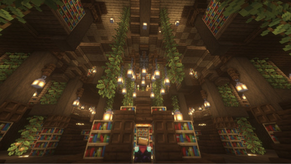 minecraft build yggdrasil tree of life inside library