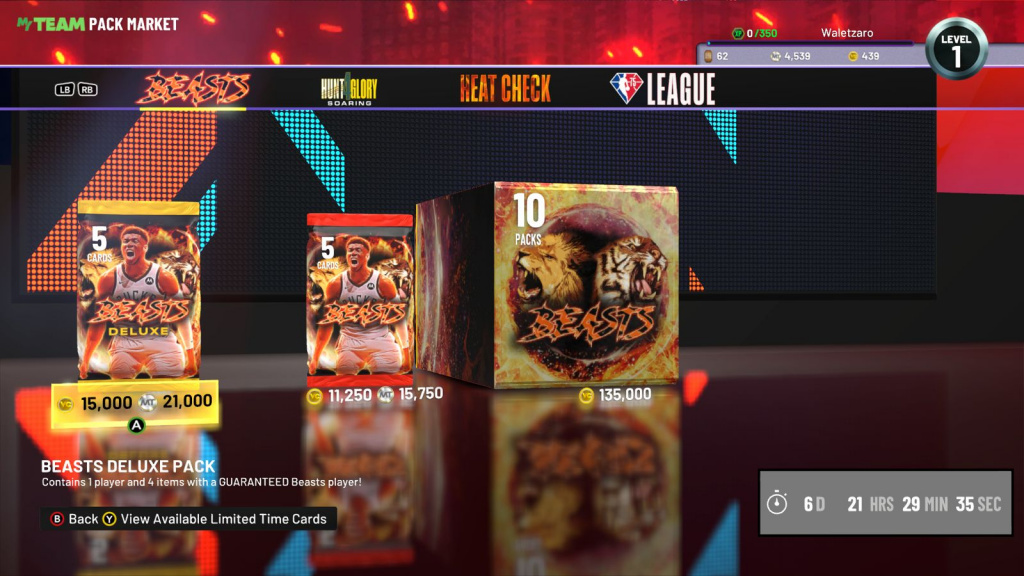 NBA 2K22 Beasts Soaring Pack Market