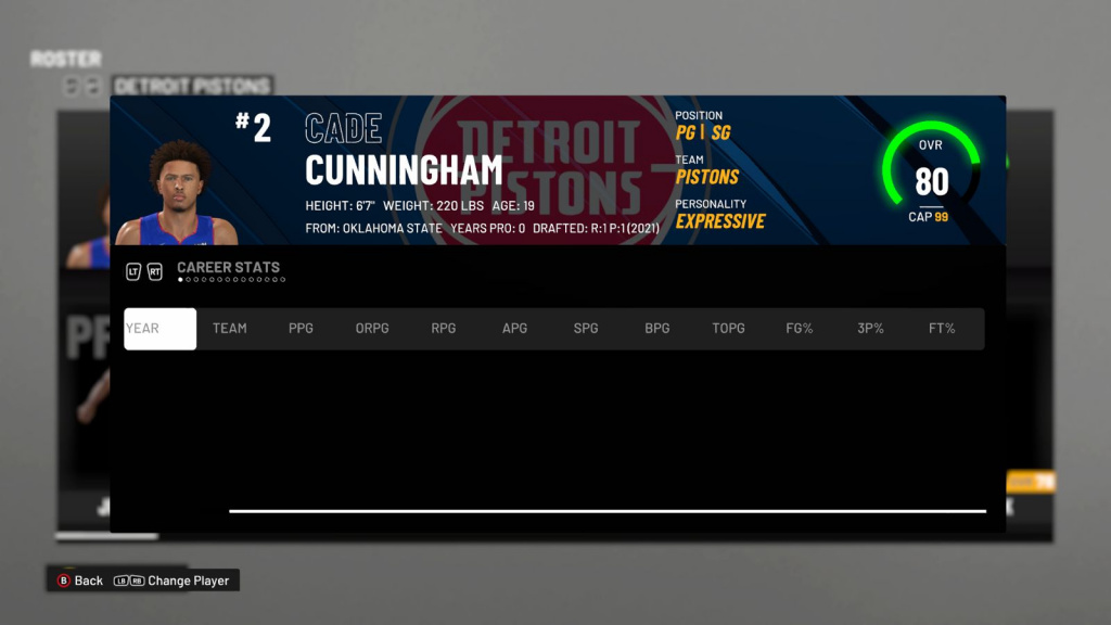 NBA 2K22 Detroit Pistons Cade Cunningham