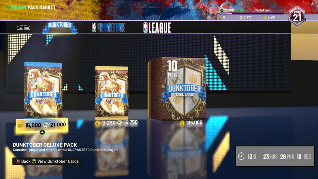 NBA 2K22 MyTeam Dunktober Marketplace