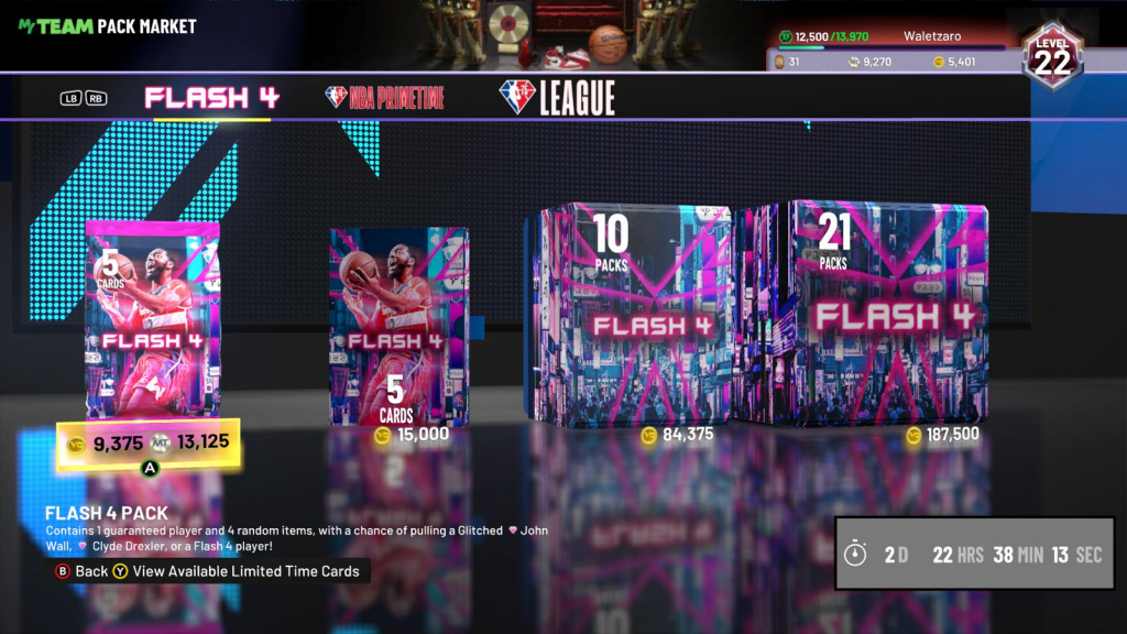 NBA 2K22 Flash 4 Pack Market