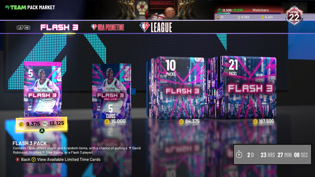NBA 2K22 Flash III Pack Market 