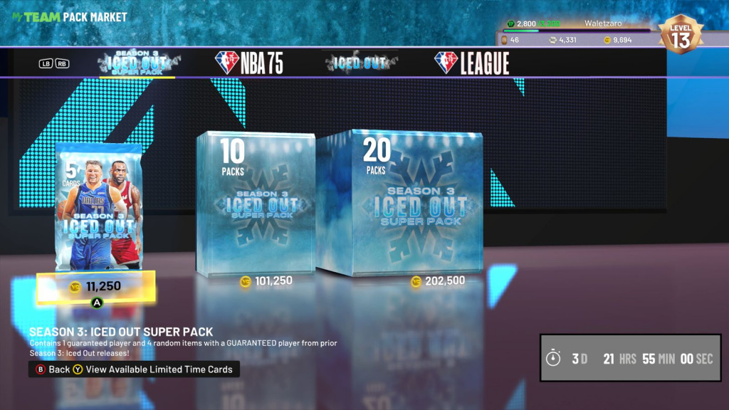 NBA 2K22 Iced Out Super Pack Market