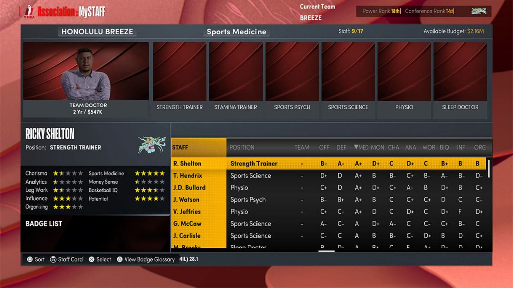 NBA 2K22 MyNBA Staff