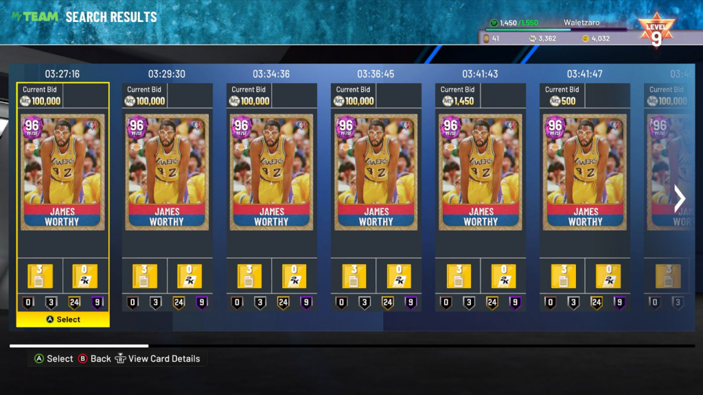 NBA 2K22 NBA75 V Pack Auction Listings James Worthy