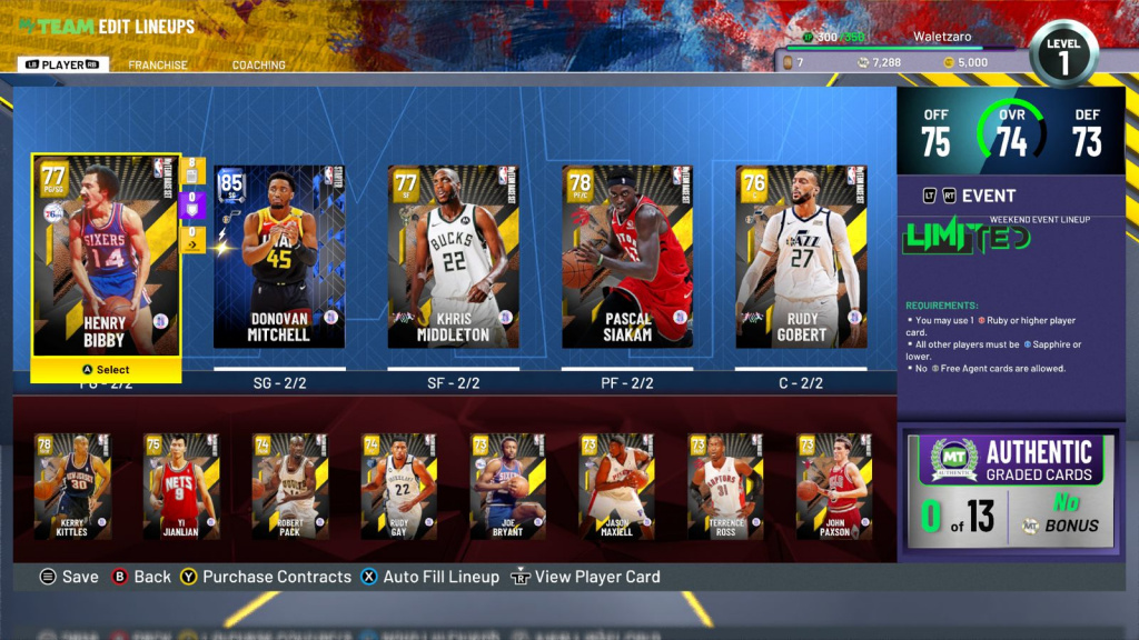 NBA 2K22 MyTeam Lineup Screen 