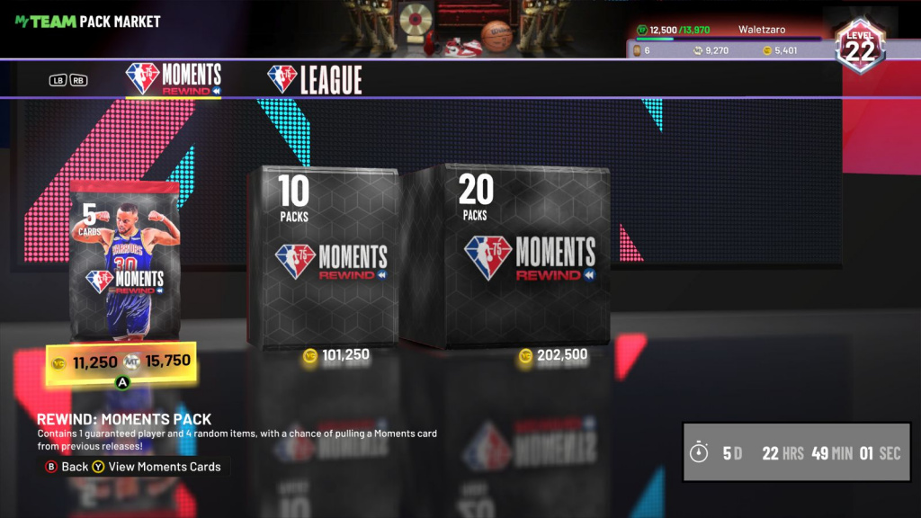 NBA 2K22 Rewind Pack Market