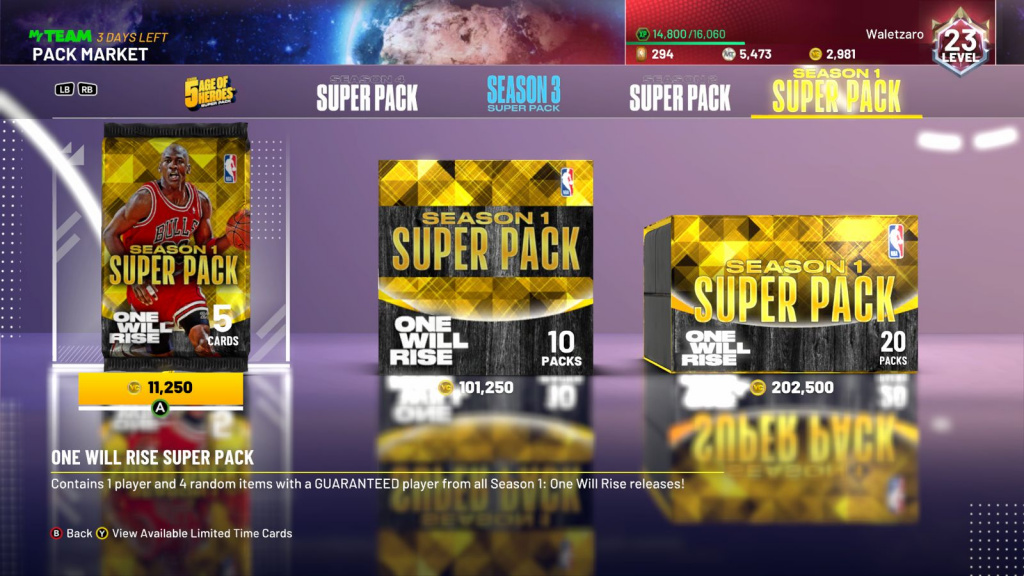 NBA 2K21 One Will Rise Super Pack Market
