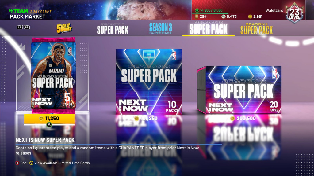 NBA 2K21 Next is Now Super Pack Market