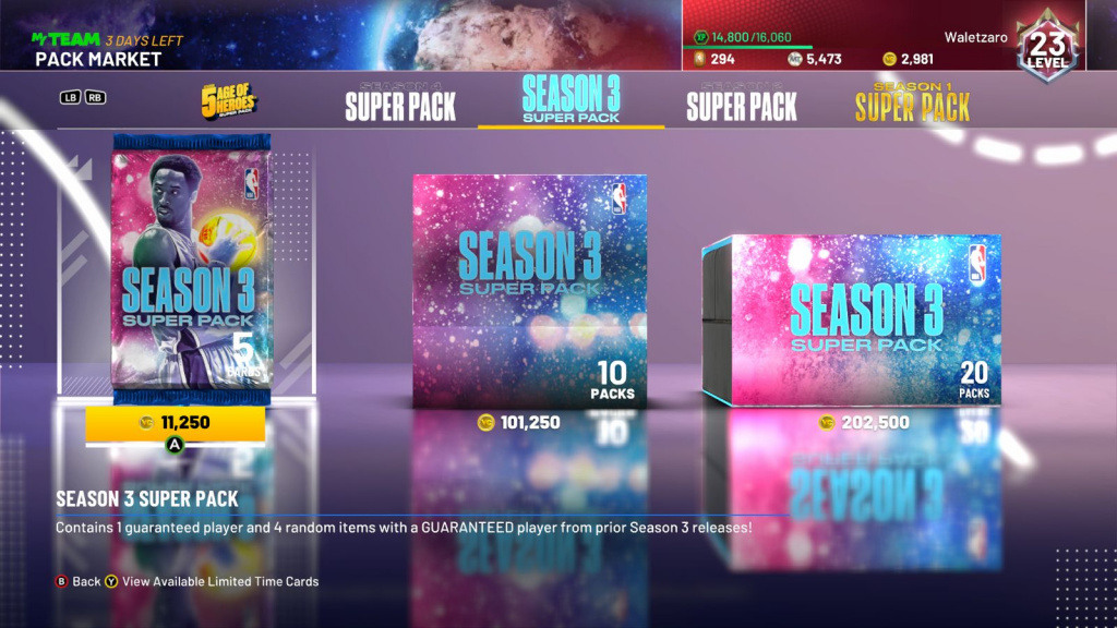 NBA 2K21 Season of Giving Super Pack Market