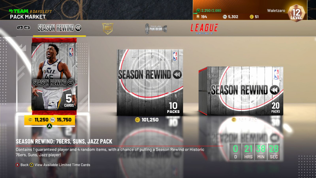 Season Rewind PHX, PHI, UT Pack Market