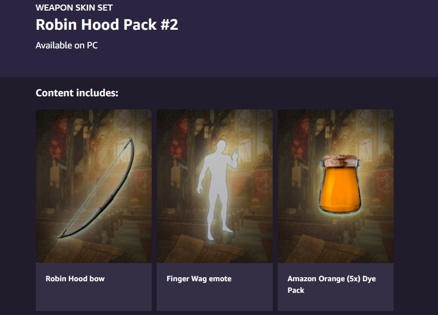 New World prime gaming free rewards how to get Autumn Kings pack robin hood pack content