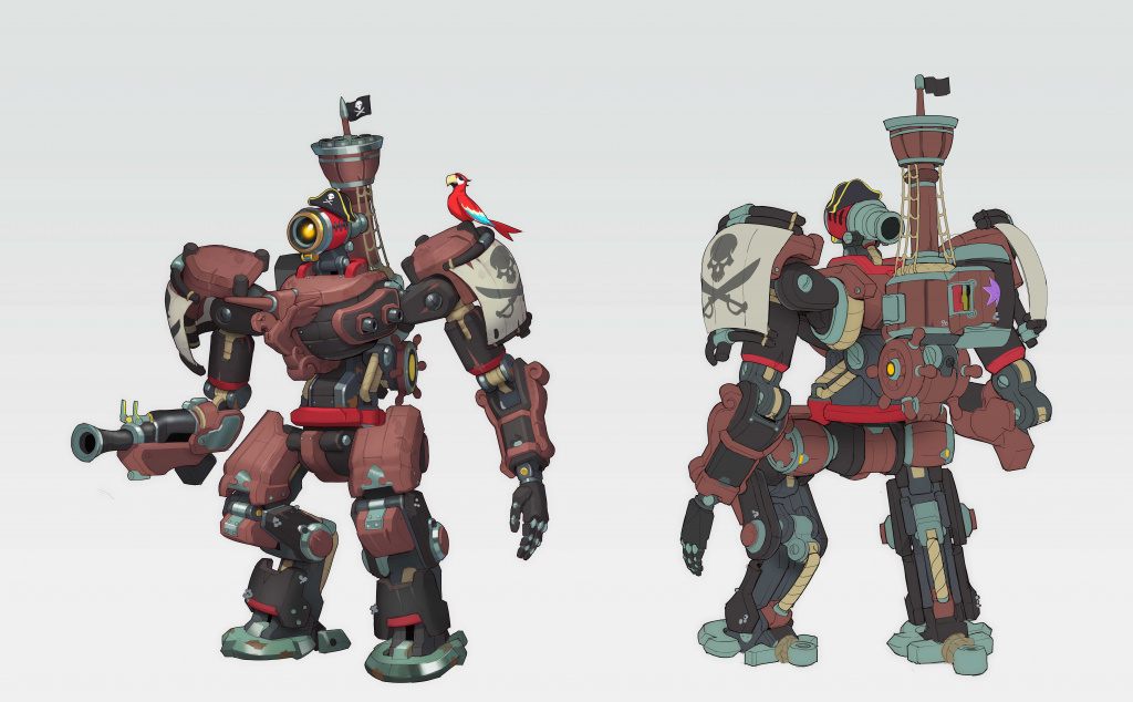 Overwatch League Pirate Ship Bastion legendary skin concept art