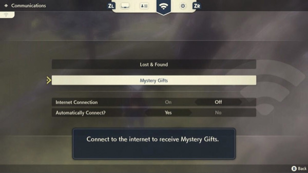 pokemon legends arceus mystery gift feature menu
