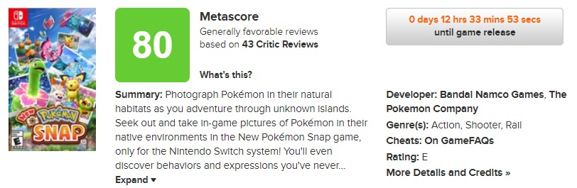 New Pokémon Snap review roundup critics metacritic average score