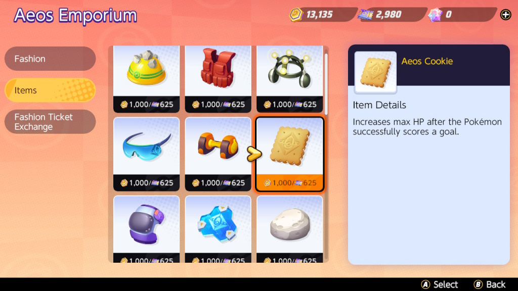 Pokémon Unite items in-game store