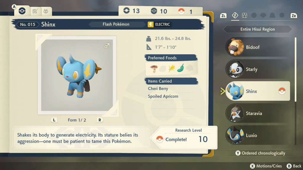 pokemon legends arceus pokedex