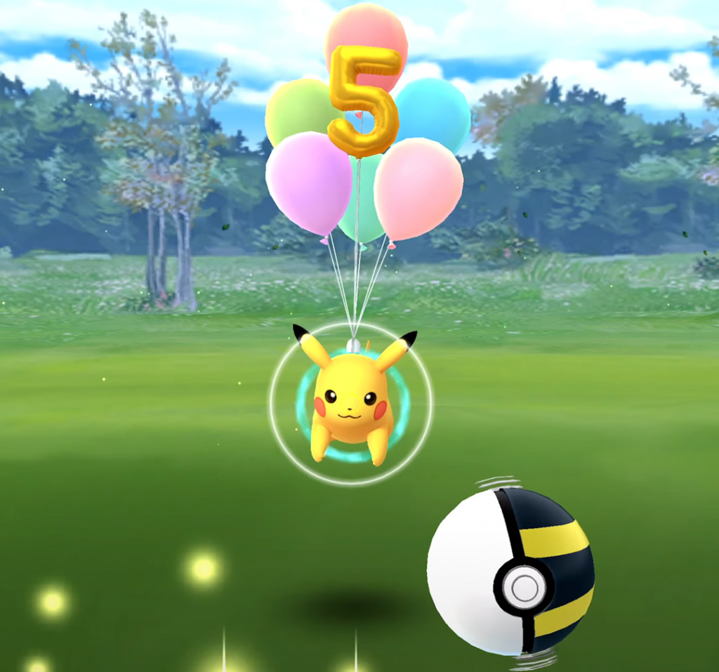 pikachu pokemon go flying pika 5th anniversary 