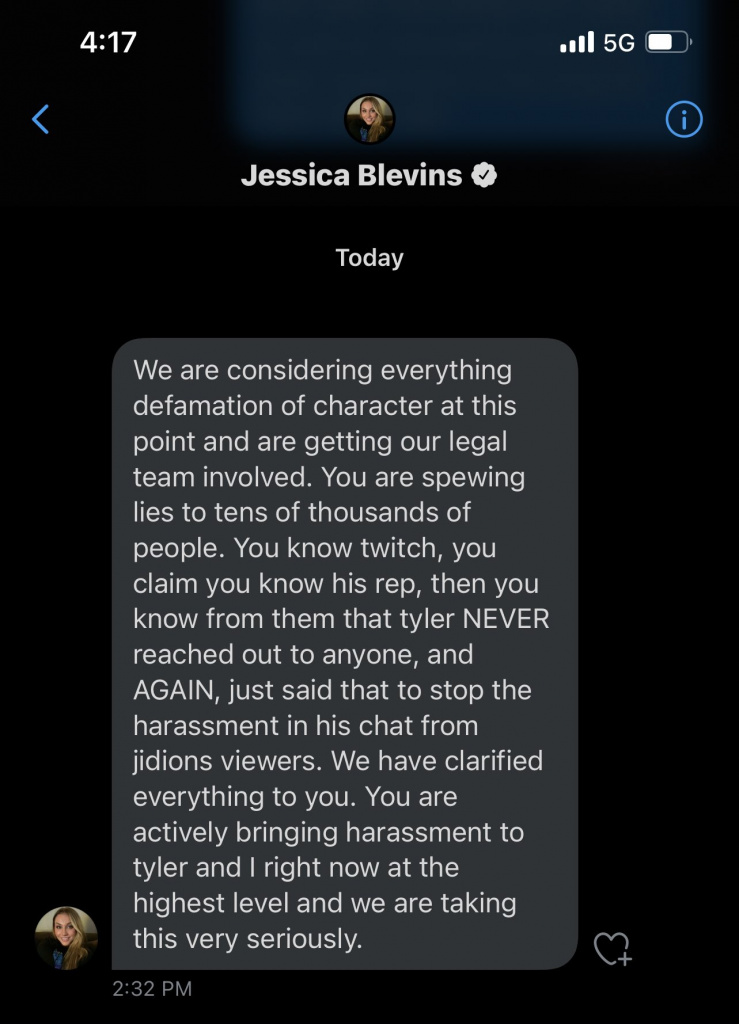 Jessica Blevins legal action ninja pokiman jidion hate raid bitches comment