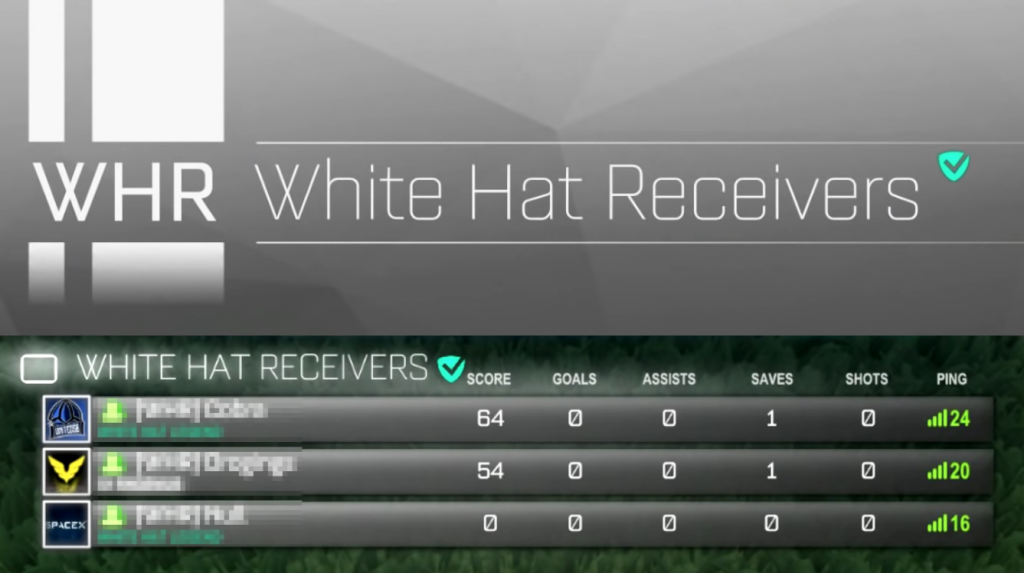 white hat rocket league receivers clan verified player title