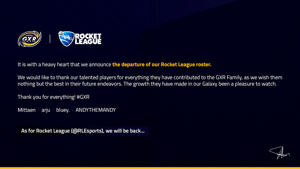 galaxy racer roster cut departed parts ways rlcs x rocket league