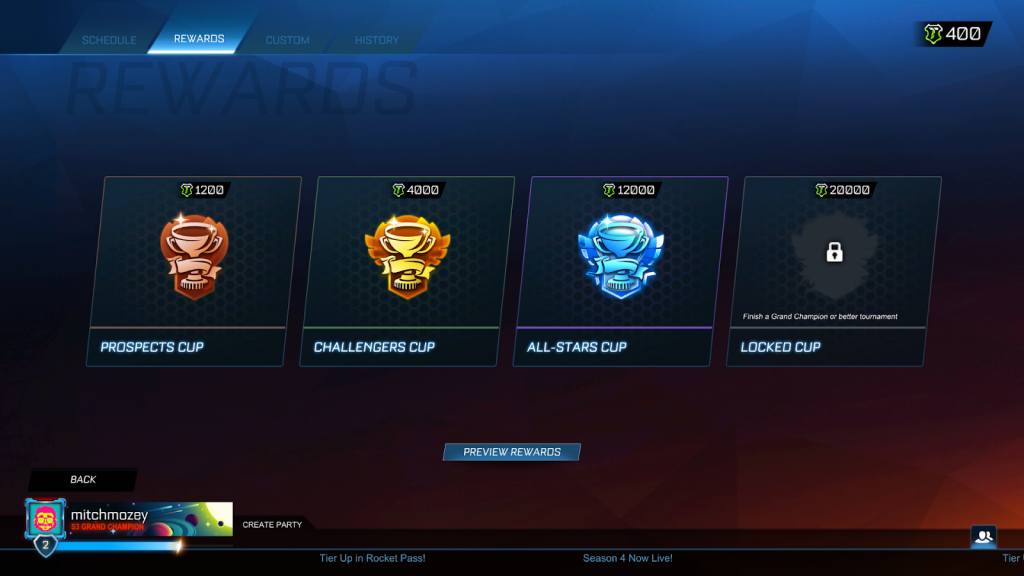 Rocket League Season 4 tournament rewards How they work, new series