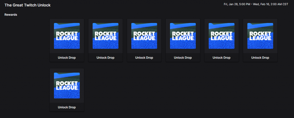 rocket league, drops, items, stream, twitch, account, fan, rewards, series