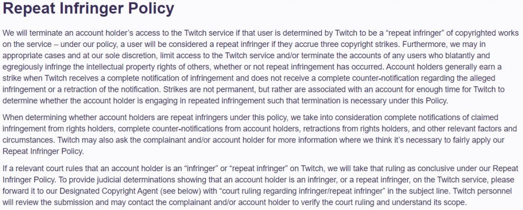 twitch dmca repeat offender policy