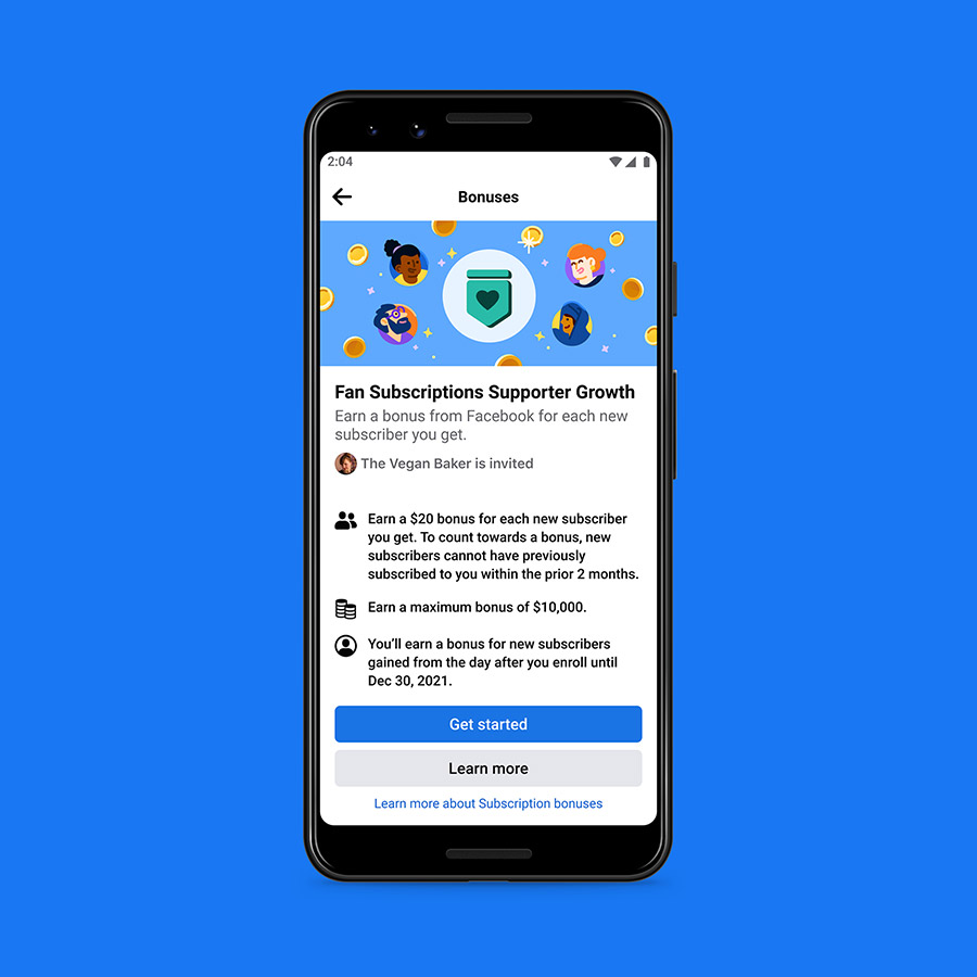 Facebook announced a new Fan subscriptions bonus program