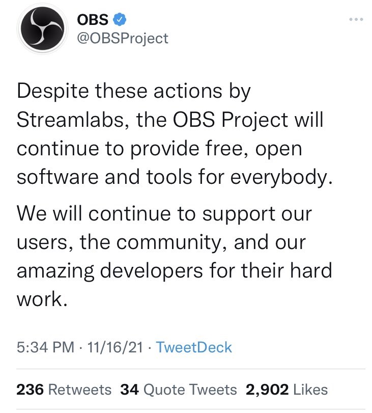 obs will continue to be free for everybody to use despite streamlabs SLOBs trademark issue
