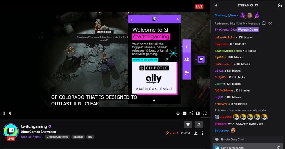 Bots hate raid official Twitch Gaming channel