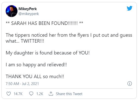 mikeyperk daughter found findsarah twitch 