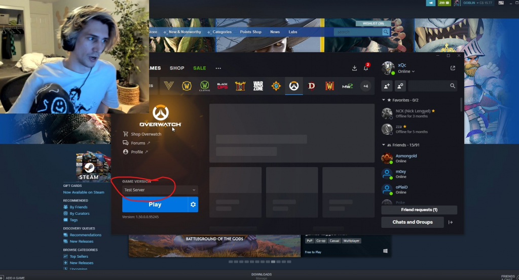 xQc accidentally searches a private Overwatch 2 test server