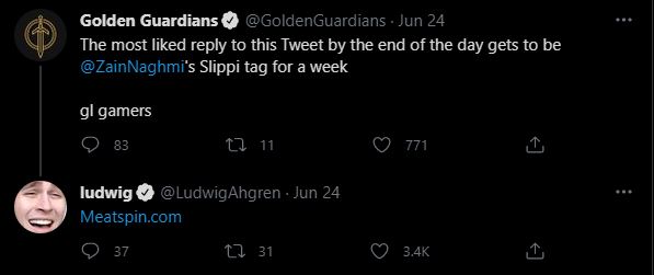 ludwig reponse golden guardians tweet zain ssbu nsfw meme game tag