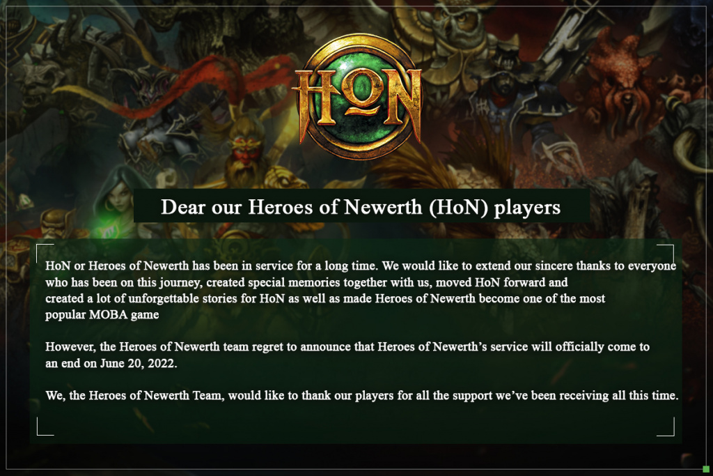 Heroes of Newerth servers are shutting down in 2022