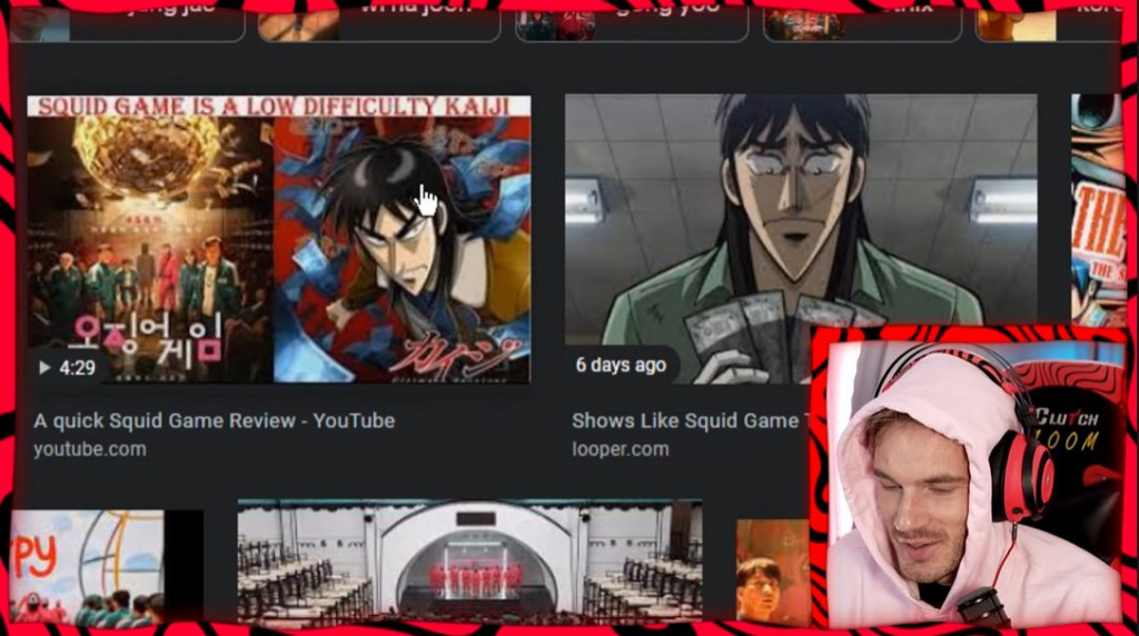 YouTube star, PewDiePie, says Squid Game ripped off the animes Kaiji and Liar Games. (Picture: YouTube / PewDiePie)