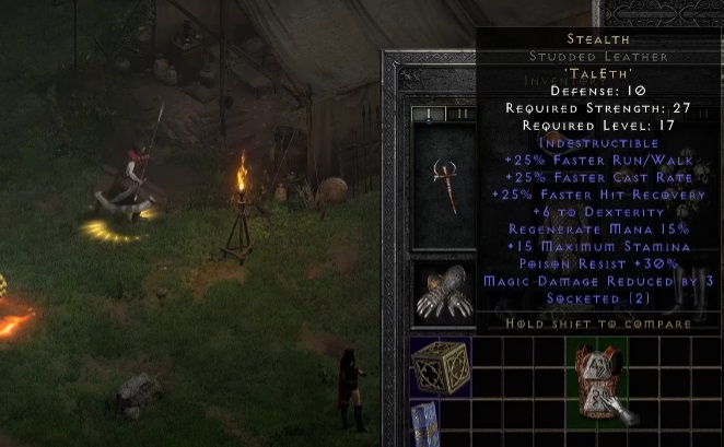 Stealth Runeword early combination diablo 2 resurrected requirements